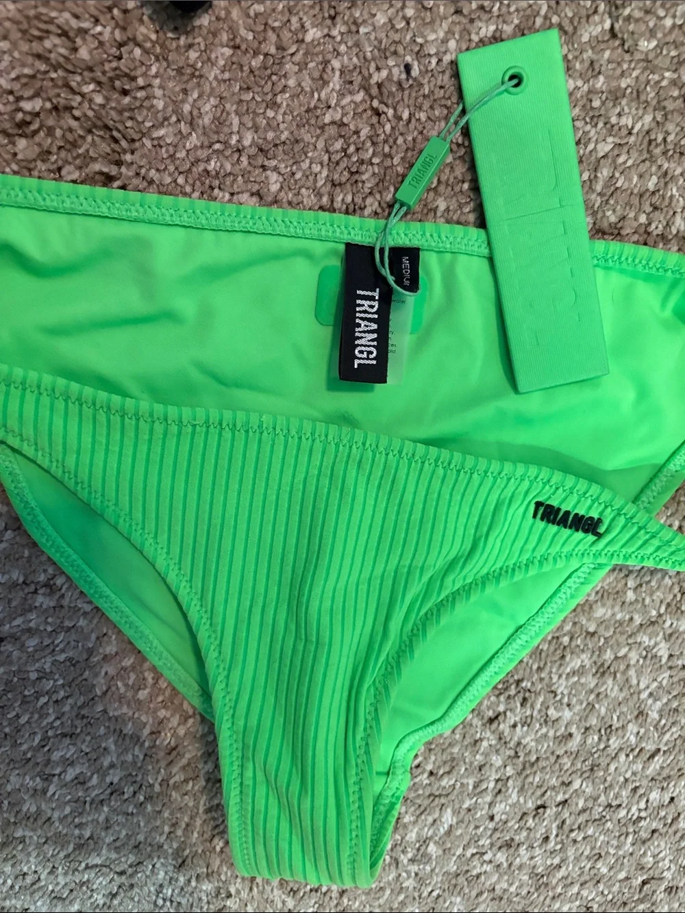 Swimwear Bundle Black and Neon Green Bikini Bottom Set and a bunch of tops